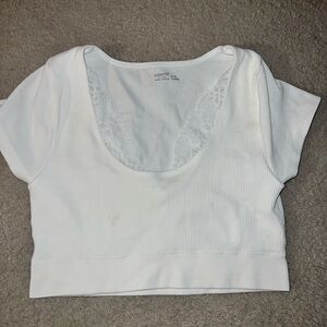 Aerie Superchill White Ribbed Top